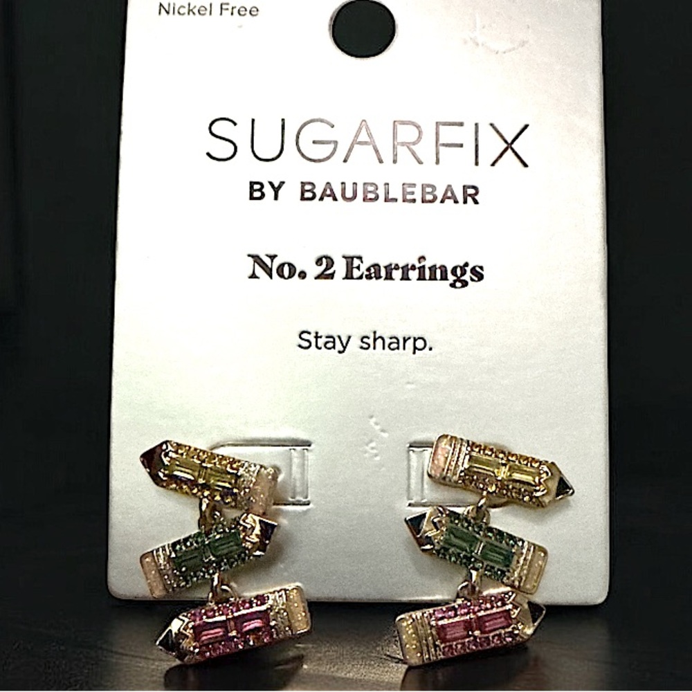 SUGARFIX by BAUBLEBAR Rhinestone Dangle Pencil Earrings ~ New